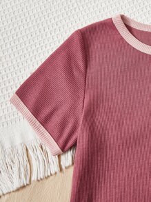 SHEIN 少女2入組對比邊緣t卹 - 彩色 - 查看 5