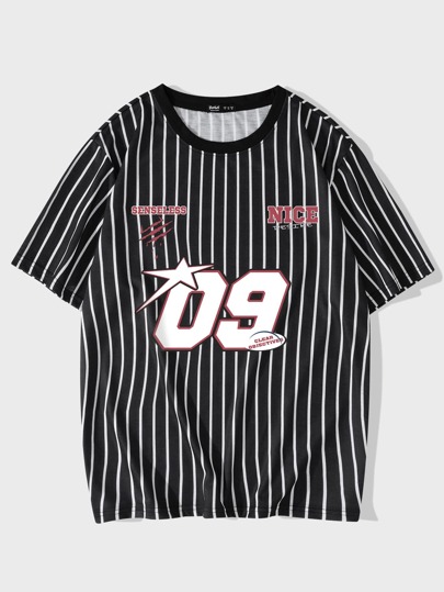 Guys Letter Graphic Striped Tee