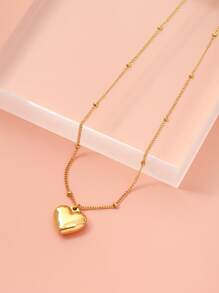 Heart Charm Necklace - Yellow Gold - View 1