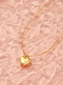 Heart Charm Necklace - Yellow Gold - View 2