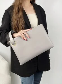 Túi đeo tay nữ màu trơn Thanh lịch - Xám - Xem 1