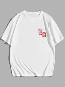 ROMWE MEN Prep Tops Nam Lá thư Giải trí - trắng - Xem 2