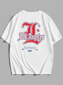 ROMWE MEN Prep Tops Nam Lá thư Giải trí - trắng - Xem 1