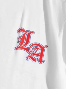 ROMWE MEN Prep Tops Nam Lá thư Giải trí - trắng - Xem 3