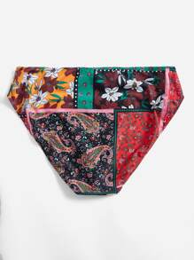 Plus Floral Print Bikini Bottom - Multicolor - View 2