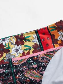 Plus Floral Print Bikini Bottom - Multicolor - View 4