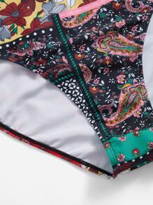 Plus Floral Print Bikini Bottom - Multicolor - View 5