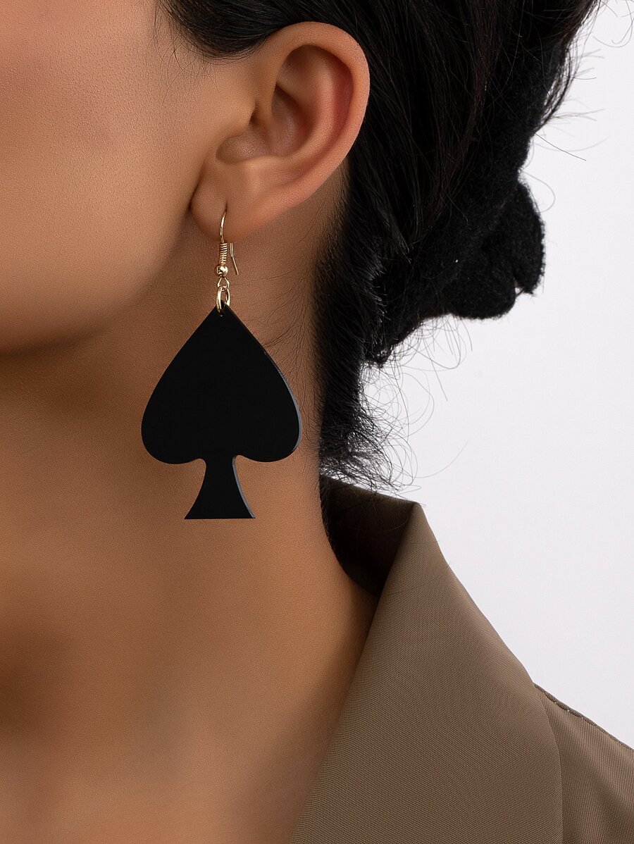 2pcs Heart Drop Earrings - Black - View 1