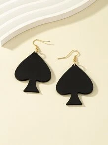 2pcs Heart Drop Earrings - Black - View 2