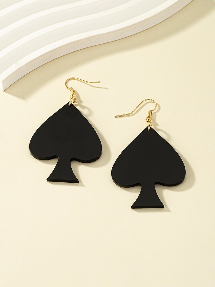 2pcs Heart Drop Earrings - Black - View 2