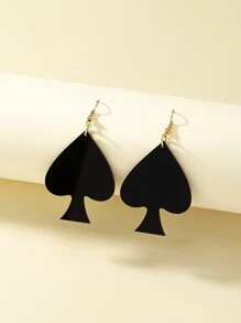 2pcs Heart Drop Earrings - Black - View 3