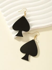 2pcs Heart Drop Earrings - Black - View 5