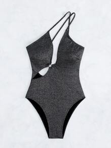 Swim SXY O形環細節單肩連體泳衣