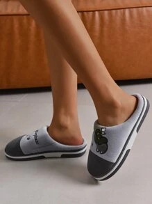 秋冬女士时尚简约保暖轻便舒适家居拖鞋，毛绒拖鞋 - 青檸色 - 查看 6