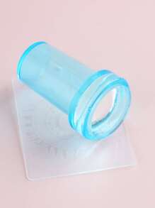 FULL BEAUTY 1pc Silicone Nail Art Stamper & 1pc Scraper - Blue - View 1