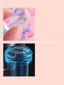 FULL BEAUTY 1pc Silicone Nail Art Stamper & 1pc Scraper - Blue - View 3