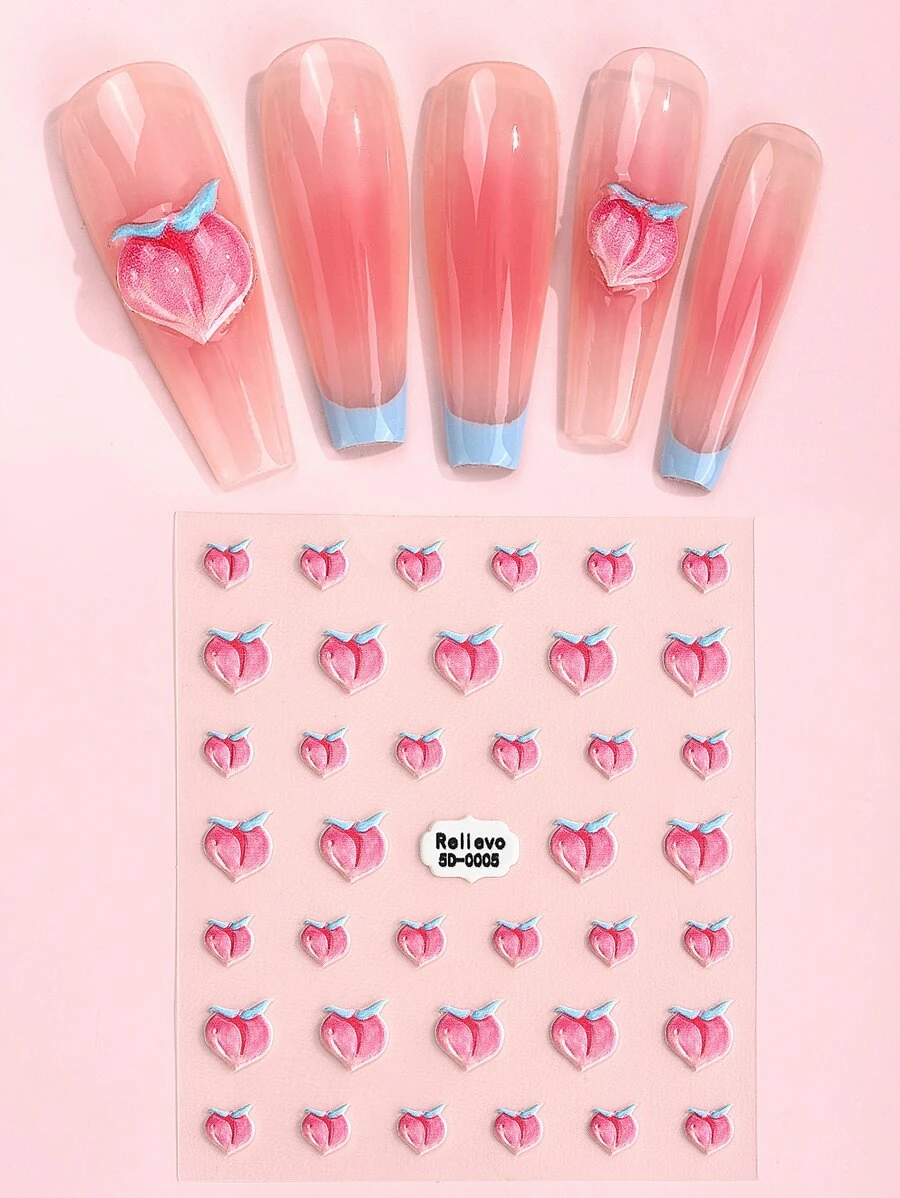 Beauty Sticker 1sheet Peach Design Nail Art Sticker - Multicolor - View 1
