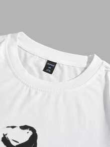 ROMWE MEN Goth Men Skeleton Graphic Tee For Halloween, School - White - View 4