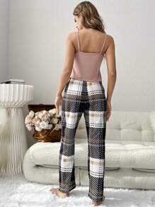 Conjunto de pijama con corazón & con estampado de cuadros - Multicolor - Ver 2