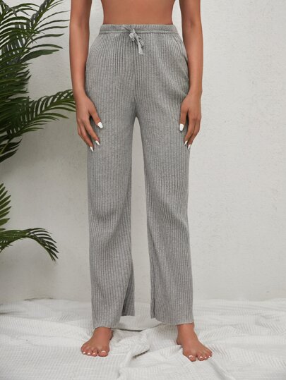RueChic Knot Waist Ribbed Knit Trousers