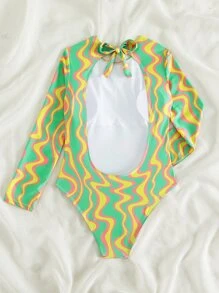 滿版印花連體泳衣