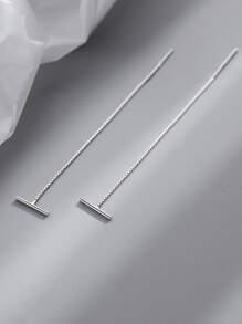 Nooxian Minimalist Threader Earrings - Silver - View 5