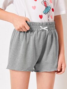 Girls Bow Front Lounge Shorts - Grey - View 5