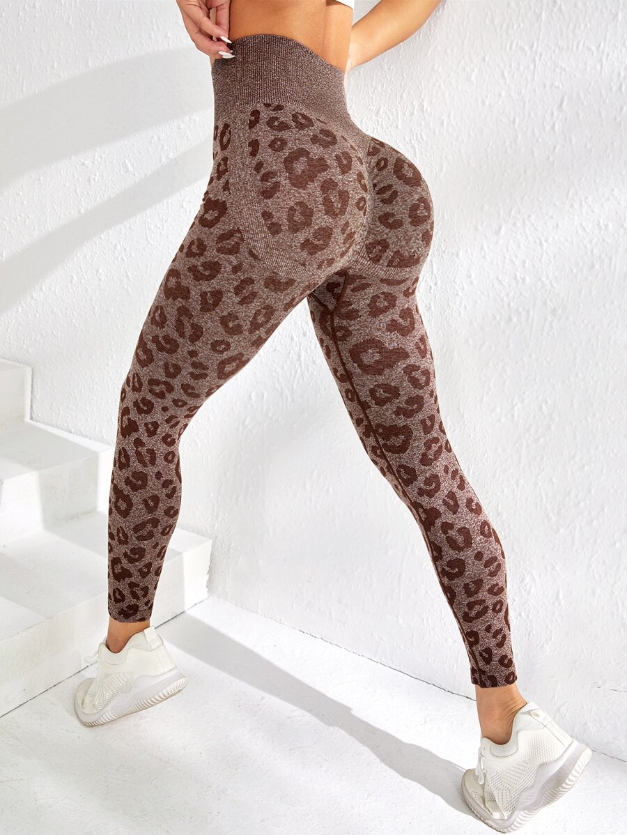 Easithlete Leopard Print Tummy Control Sports Leggings - Multicolor - View 1