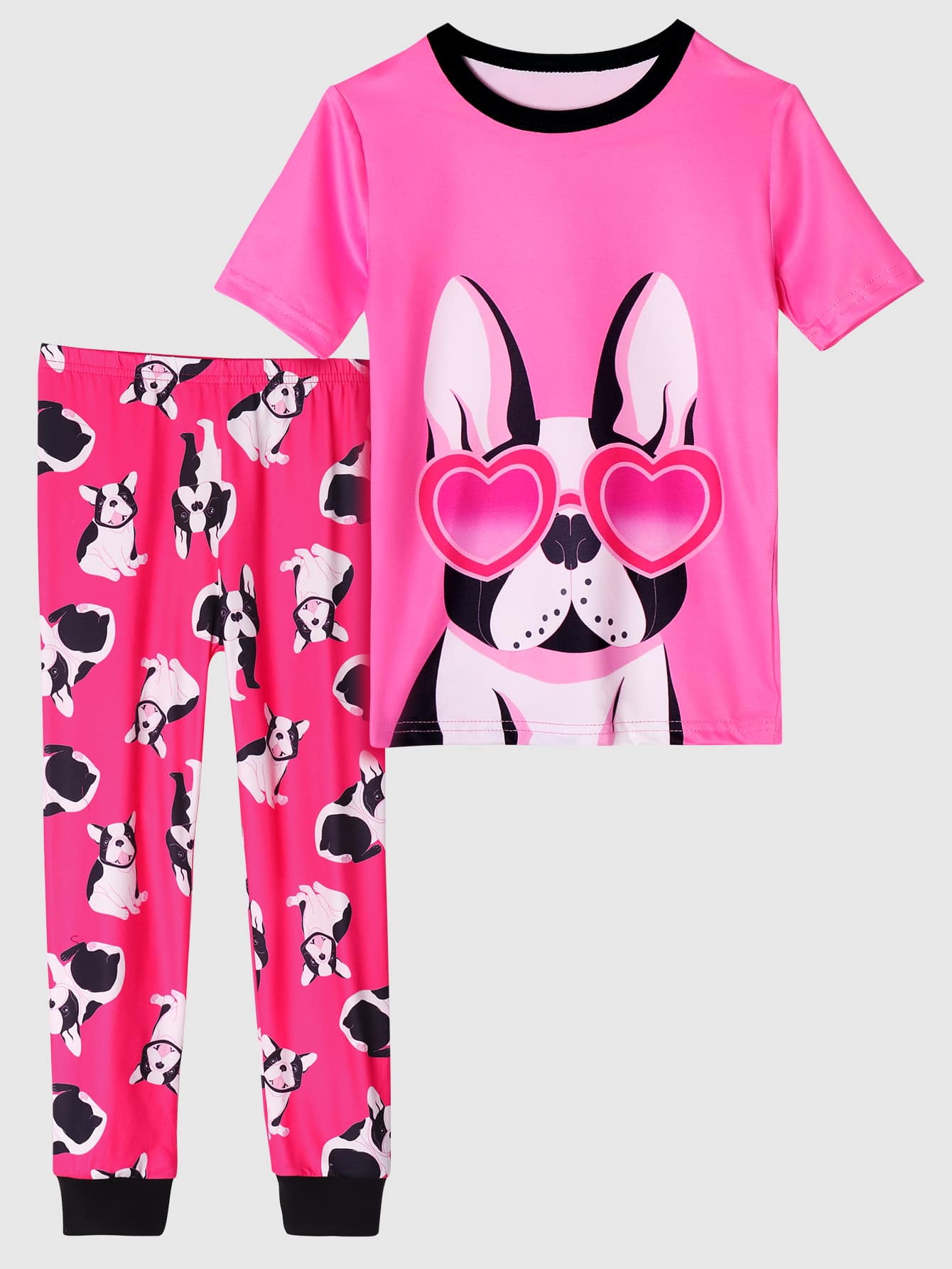 Girls Cartoon Graphic Snug Fit PJ Set - Multicolor - View 1