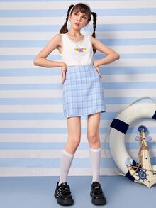 ROMWE 卡通圖案蕾絲邊背心上衣 - 白色 - 查看 5