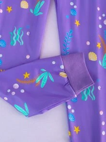 Girls Mermaid Print Snug Fit PJ Set - Multicolor - View 4
