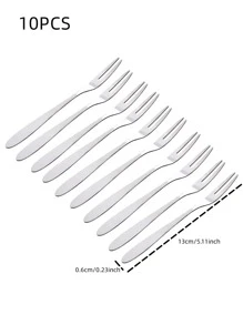 10pcs Stainless Steel Fork - Silver - View 2