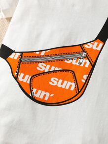 Baby Boy Bag & Letter Graphic Jumpsuit & Accessory Hat - White - View 5