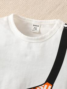 Baby Boy Bag & Letter Graphic Jumpsuit & Accessory Hat - White - View 6