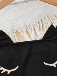 SHEIN Tank Tops & Camis Bé Gái Hoạt hình Dễ thương - màu đen - Xem 4