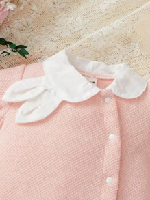 Baby Ruffle Trim Romper & Accessory Hat - Pink - View 3