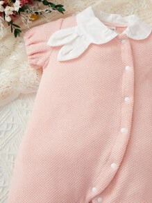 Baby Ruffle Trim Romper & Accessory Hat - Pink - View 4