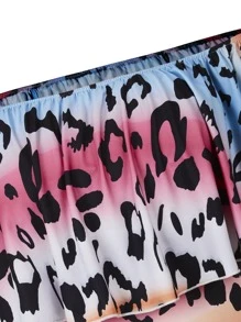 SHEIN Holidaya Plus Leopard Print Off Shoulder Bodysuit - Multicolor - View 5