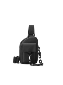 DINGXINYIZU Mini Men Minimalist Chain Decor Bum Bag - Black - View 3