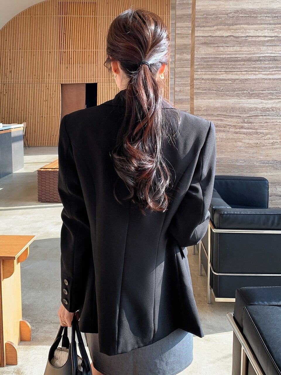 Solid Lapel Neck Button Front Blazer