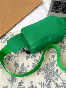 Cangurera mini con diseño de parche de letra - Verde - Ver 2