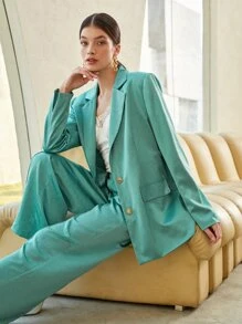 BizChic 西裝領翻蓋細節西裝外套 - 綠色 - 查看 2