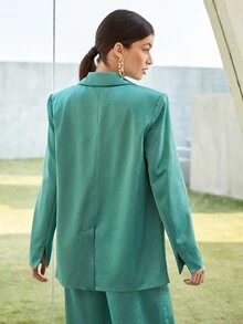BizChic 西裝領翻蓋細節西裝外套 - 綠色 - 查看 6