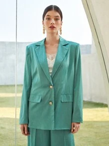 BizChic 西裝領翻蓋細節西裝外套 - 綠色 - 查看 7