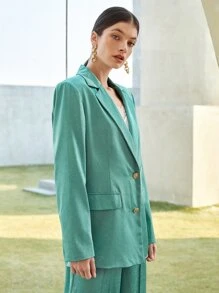 BizChic 西裝領翻蓋細節西裝外套 - 綠色 - 查看 8