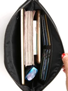 洗滌化妝包男士手提包適用於運動商業和旅行收纳包,男士極簡手拿包方包信封包腋下包帶腕帶,禮品適用於父親 - 黑色 - 查看 3