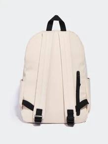 Men Letter Patch Backpack With Cartoon Bag Charm - White - View 4