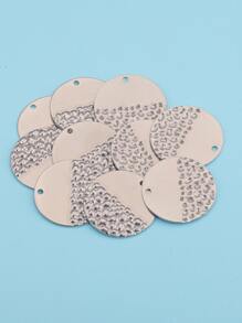 10 chiếc Mặt dây chuyền DIY hình tròn có kết cấu - Bạc - Xem 1