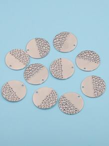 10 chiếc Mặt dây chuyền DIY hình tròn có kết cấu - Bạc - Xem 2