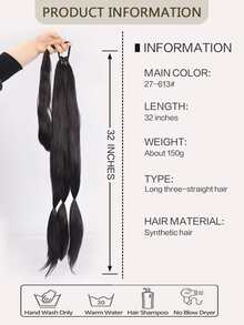Trenza de pelo sintético extra larga - Negro - Ver 4